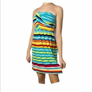 Tart Multicolored Striped Tube Babydoll Dress S